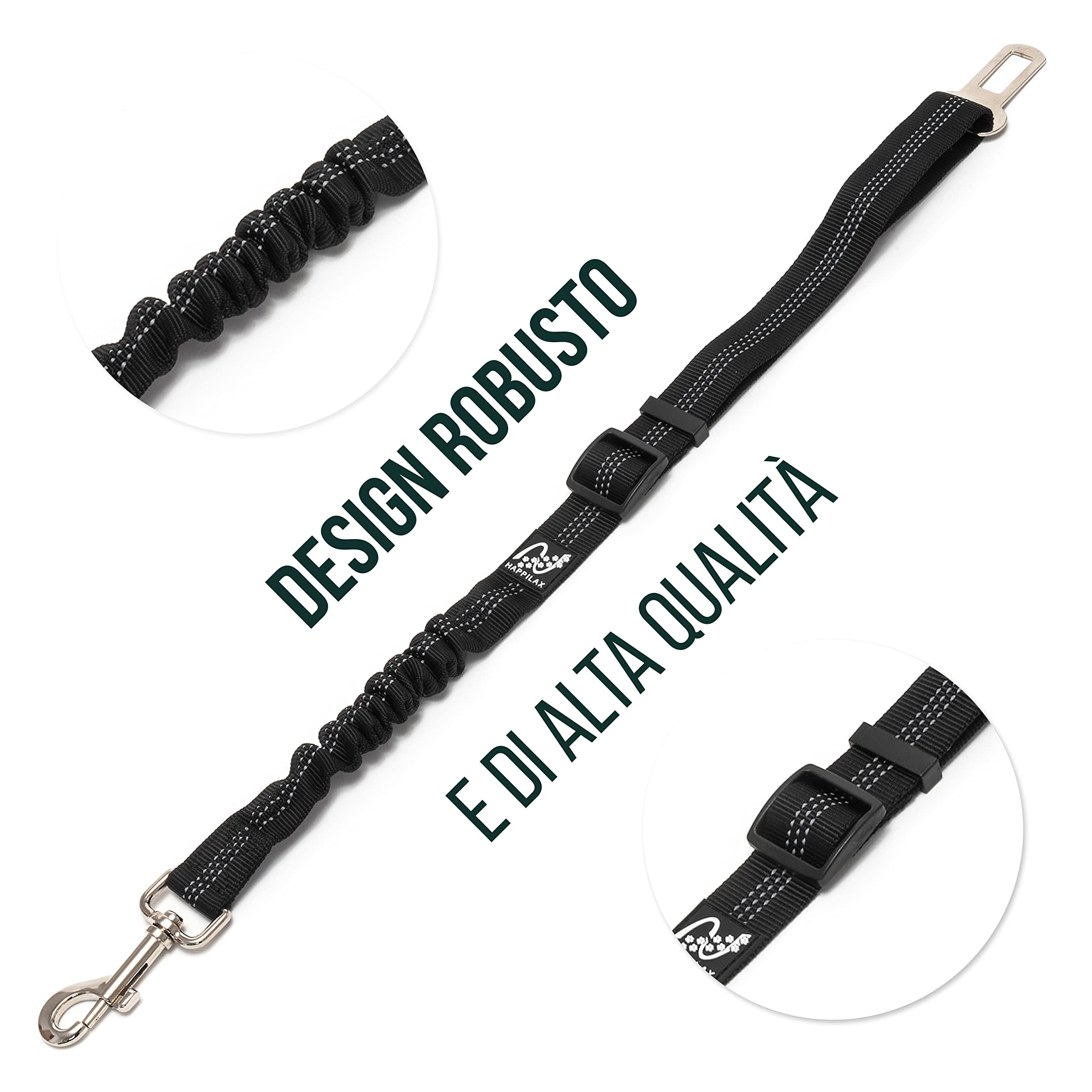 Cintura Di Sicurezza Auto Per Cani Doppia - Elastica, Regolabile, Antigroviglio, Nero - Foto 6