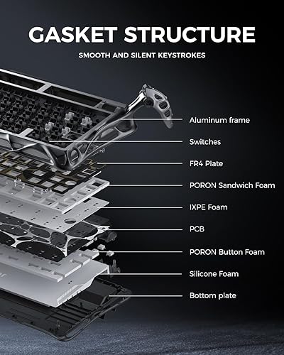 Miniatura 7 de GravaStar Mercury K1 Pro Teclado mecánico inalámbrico para juegos, 75% de diseño RGB personalizado, interruptores lineales intercambiables en