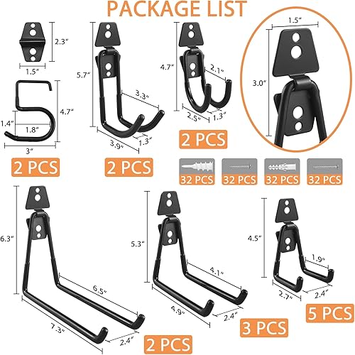 Miniatura 5 de 15 correas de almacenamiento resistentes y 16 ganchos de garaje soldados integrados