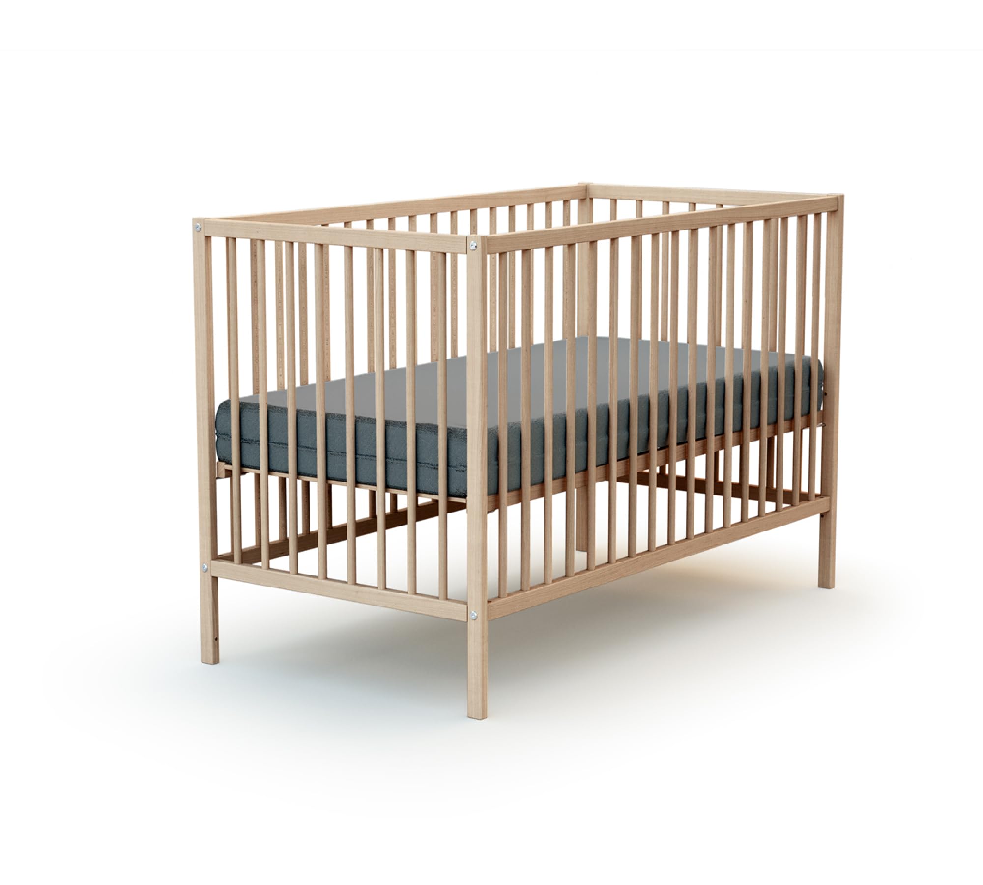 WEBABY - Cuna bebé y meuble cambiador madera - Haya Cruda - 60 x 120