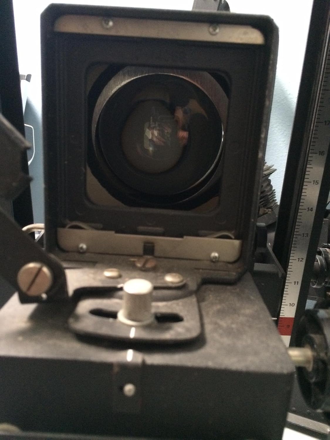 Top-down view of the enlarger head, showing the condenser housing area.