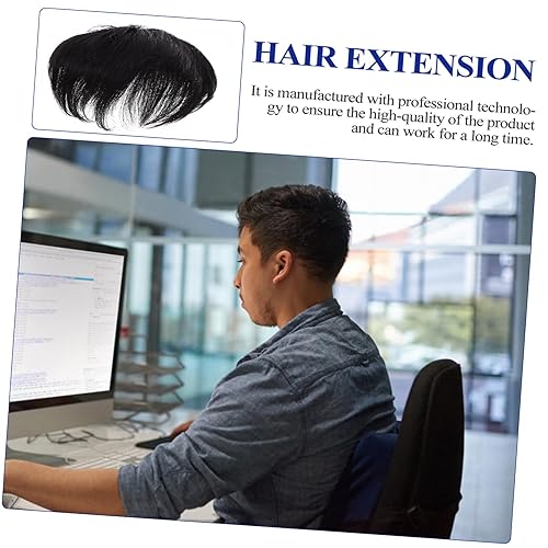 Miniatura 6 de Peluca de pelo para hombre, parche calvo masculino, pieza de peluca invisible, bloque de repuesto 5.1x5.5 in