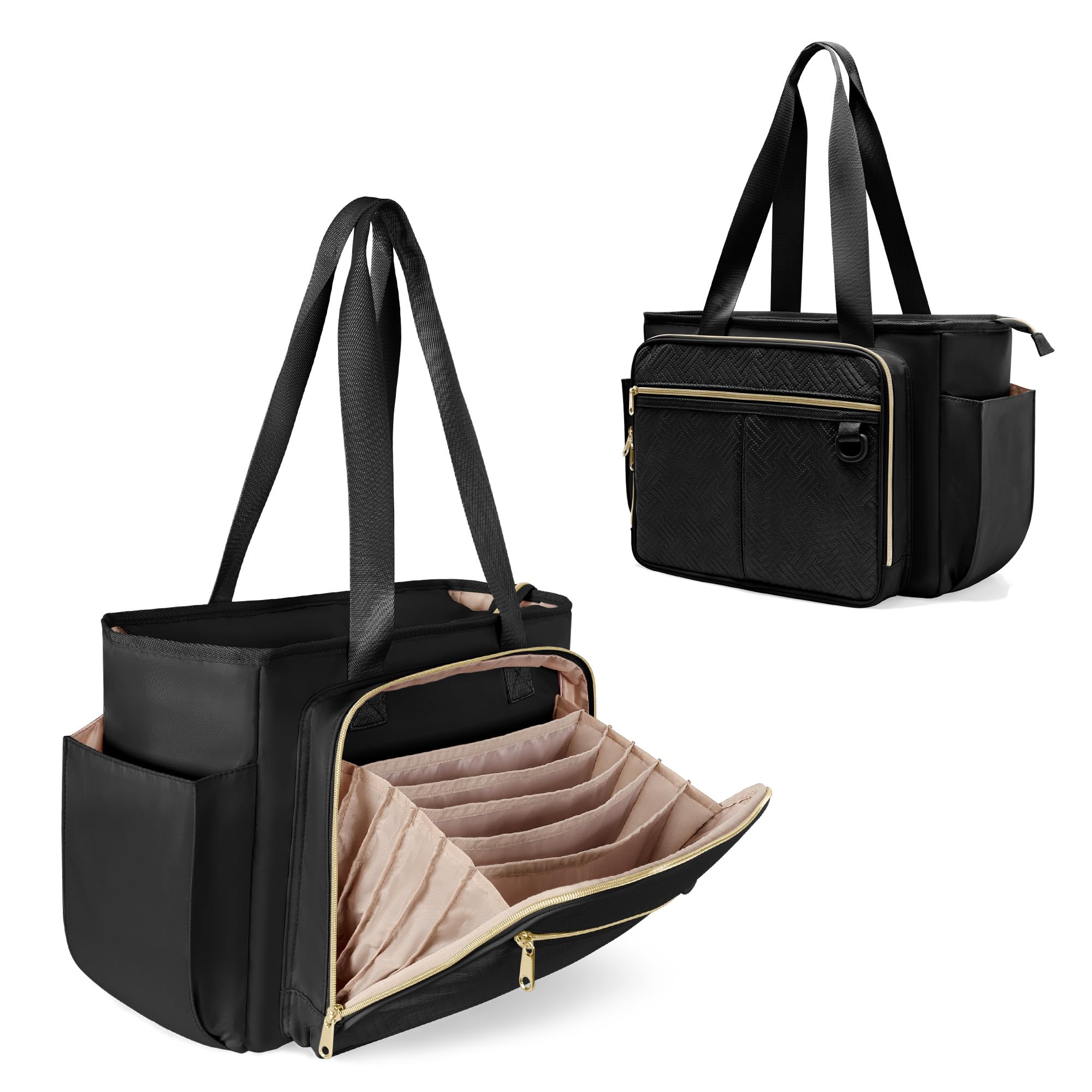 Bolsa de Mano para Profesores con bolsillo Organizador de Archivos de Acordeón, Bolsa Grande de Trabajo para Profesores para Mujeres, Negro (Diseño de Patente)