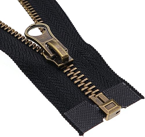 Miniatura 6 de Leekayer 2 cremalleras de metal #5 de 27 pulgadas para chaquetas, abrigos de costura, manualidades, latón antiguo, cremallera separadora de 27