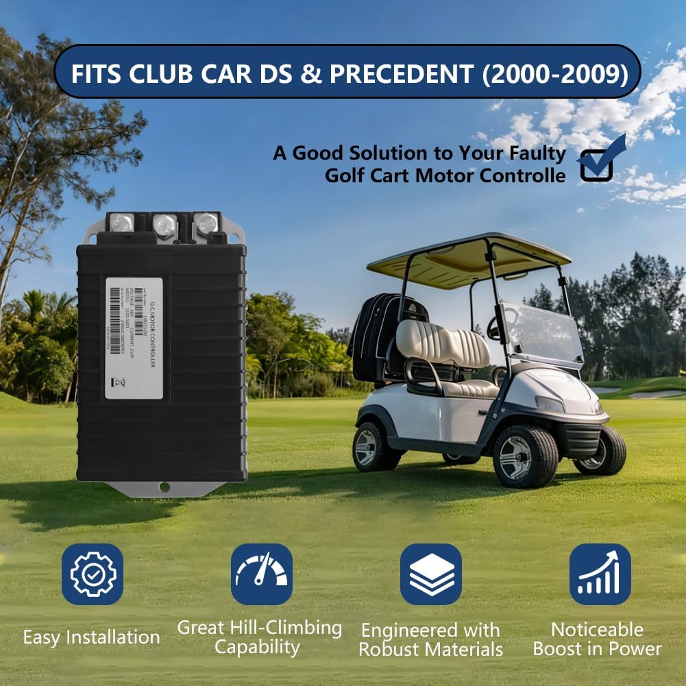 1510-5201 Golf Cart Controller, Golf Cart Motor Controller for Club Car DS & Precedent 2000-2009, 48V 250A Speed Controllers Compatible with Curtis, MCOR 5K-0 Throttle Type, IQ System, 101956501
