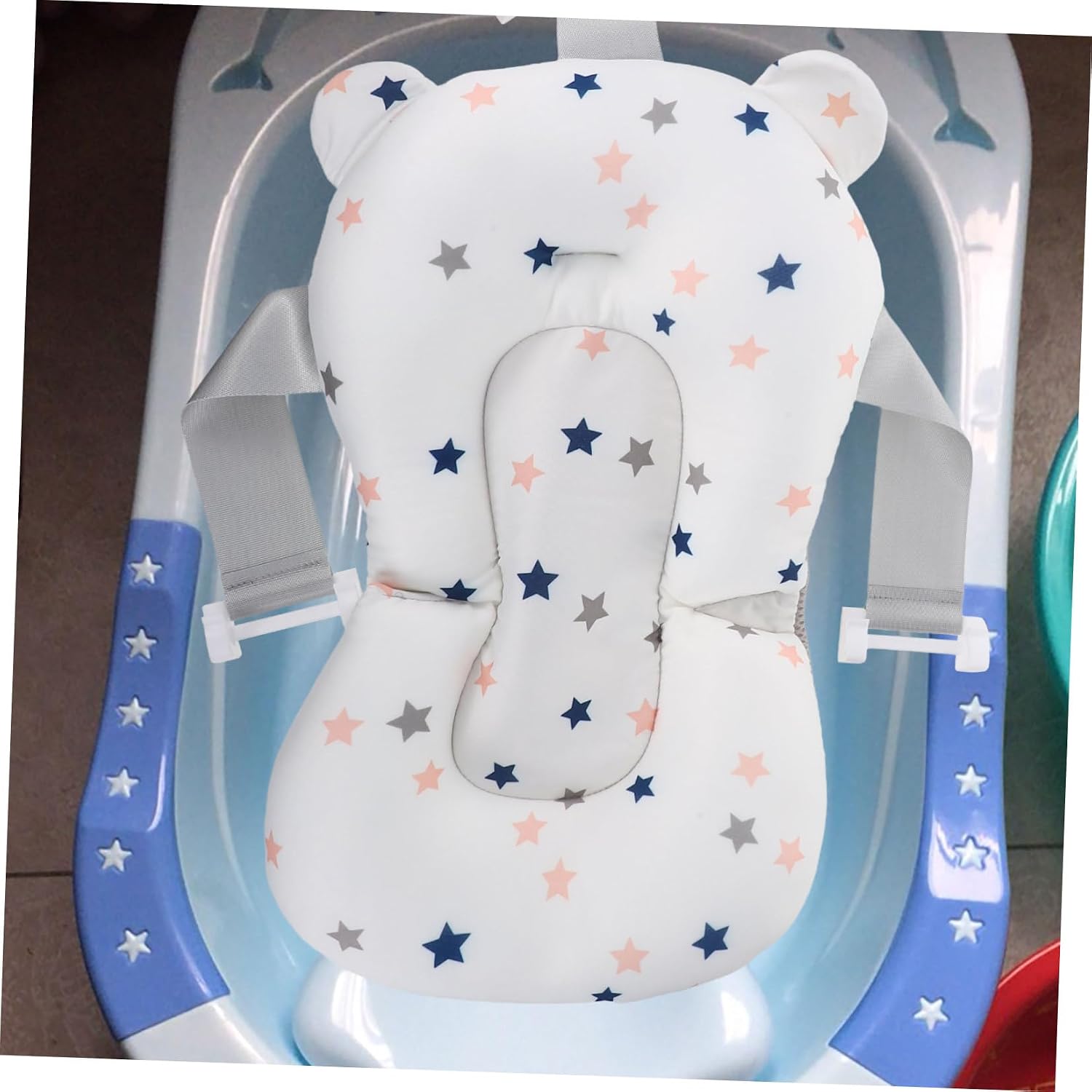 CHILDWEET Breathable Bath Cradle Support Cushion Lightweight Floating Tub Seat for Newborns Non-Slip Quick-Drying Tub Accessory with Head Neck Back Support