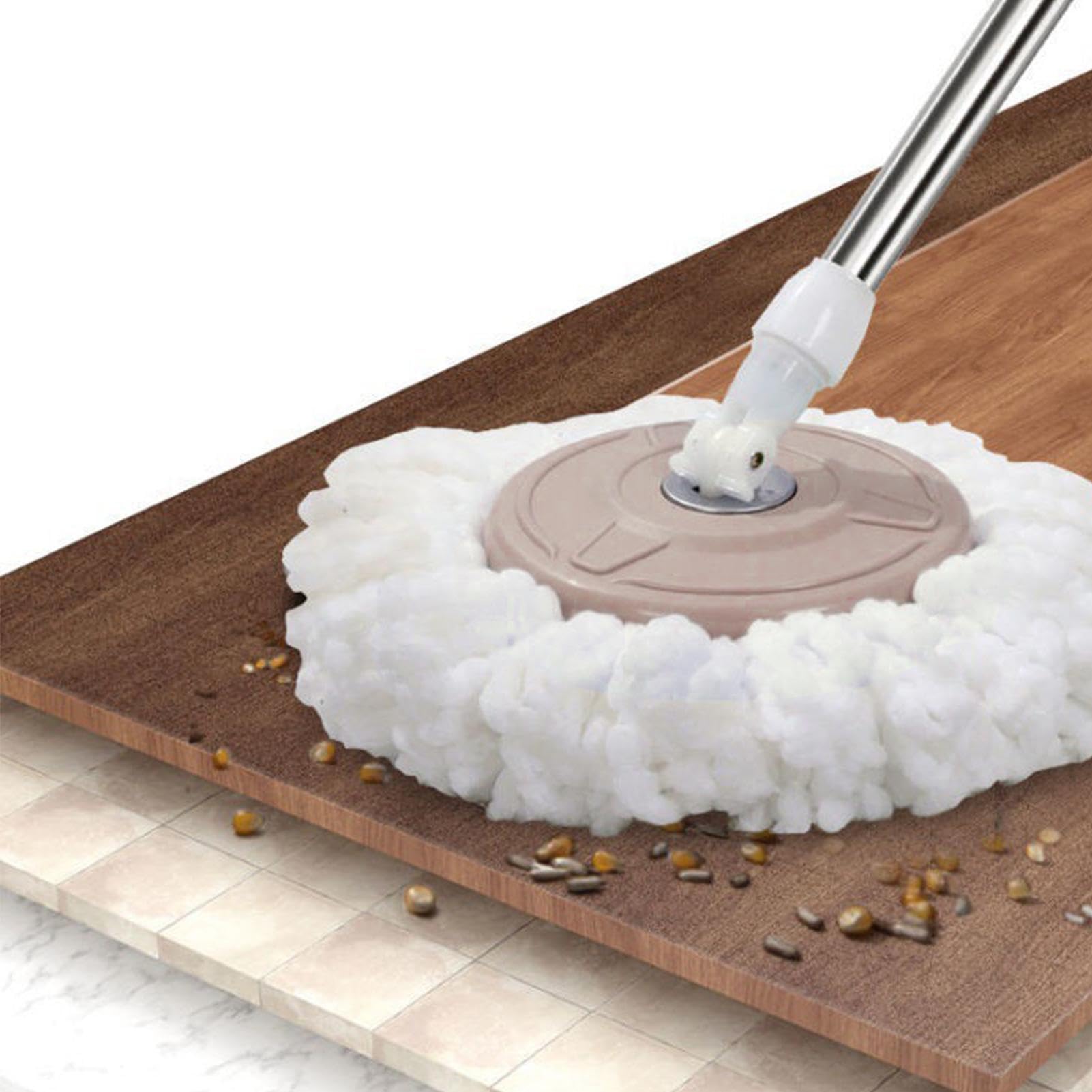 Système de serpillère à essorage automatique – Ensemble serpillère et seau, tête de balai en coton microfibre | Panier en acier inoxydable, balai de nettoyage de sol pour sols stratifiés et surfaces