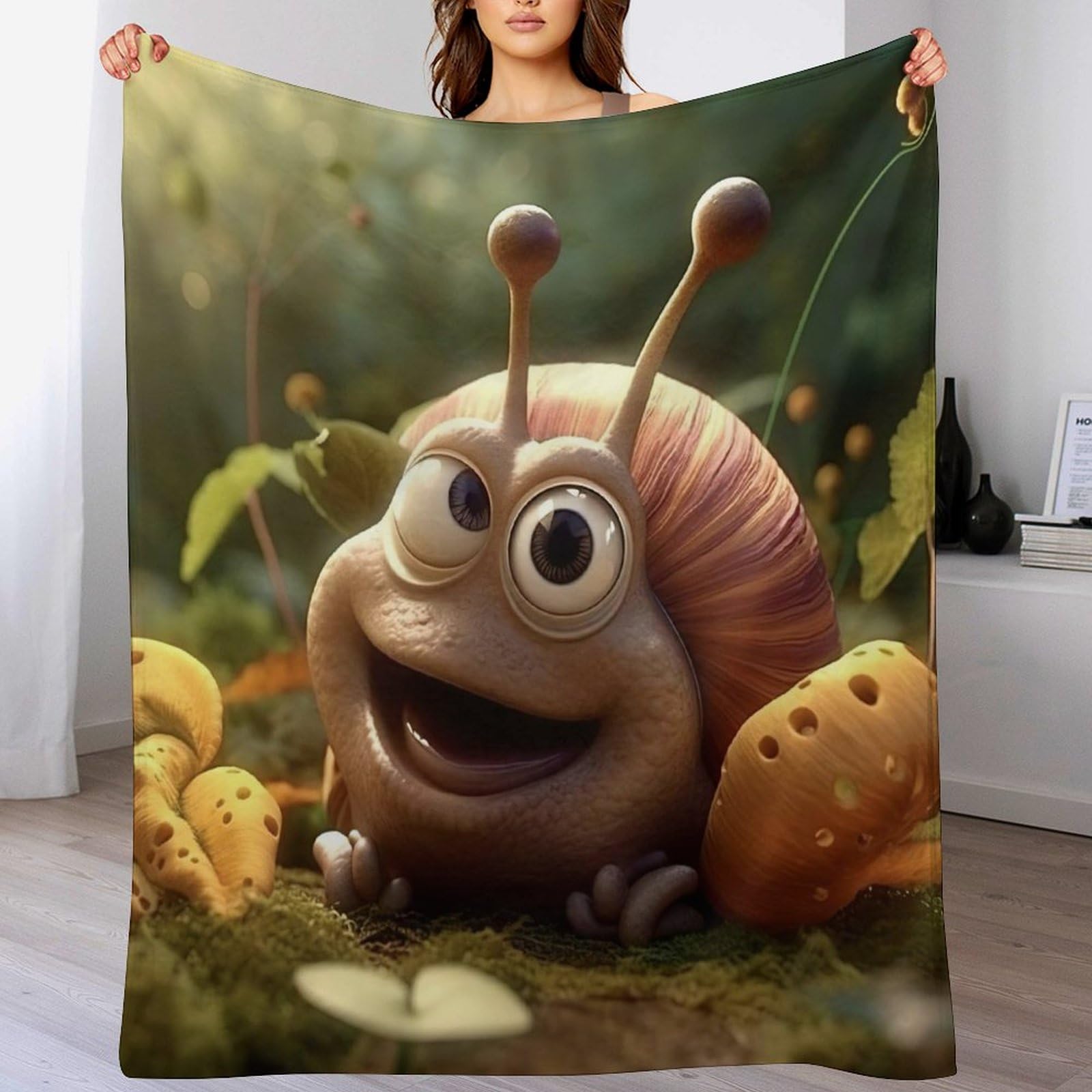 Couverture polaire flannel escargots en tissu peluche extra doux lit