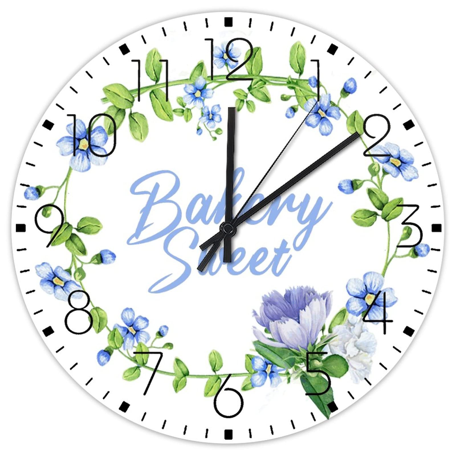 Horloges murales silencieuses 38 cm déco murale bois rustique et fleurs