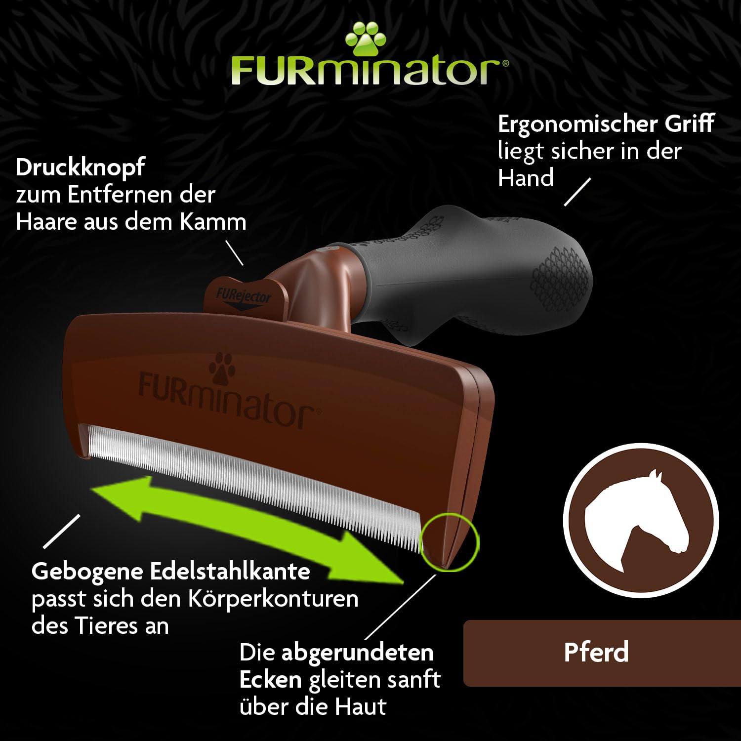 FURminator deShedding-Tool Pferd - Pferdebürste / Pferdestriegel zur gründlichen Entfernung der Unterwolle - Verbessertes Design Unisex