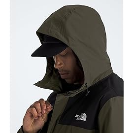 The North Face Men\'s Antora Jacket (Standard & Big Size) | Waterproof & Windproof Rain Coat, Secure Zip Hand Pockets, Adjustable Hood & Hem, New Taupe Green/TNF Black, Large