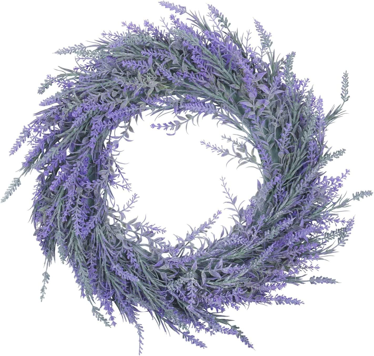 HomodecoArtificial Lavender Wreaths for Front Door Farmhouse, Welcome Door Wreath Summer Hanging Purple Lavender Flower for Home Decoration（40cm）
