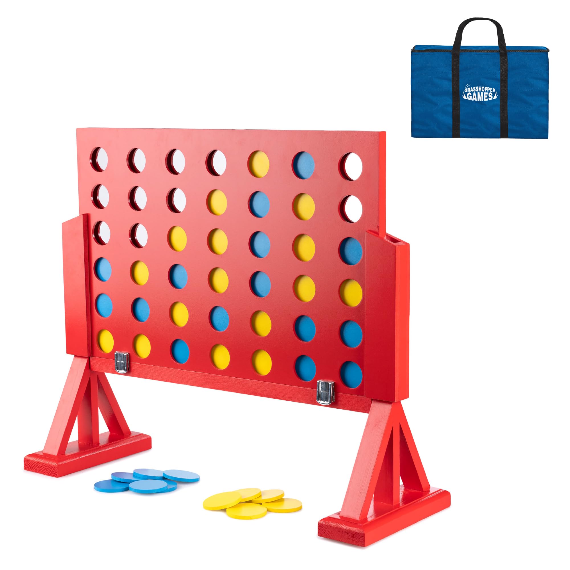 Grasshopper Games | 4 in Row, 46 Discs and Carry Bag, Classic Four in a Line Game, Outdoor Family Game for Kids and Adults