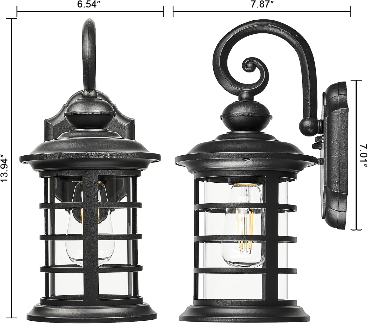 Outdoor Sconce Lights, Outdoor Wall Light Fixtures, Waterproof Exterior Lighting Fixtures with Clear Glass Shade, Outside Wall Lights for House, Garager (13.5inch,Bulb Not Included)