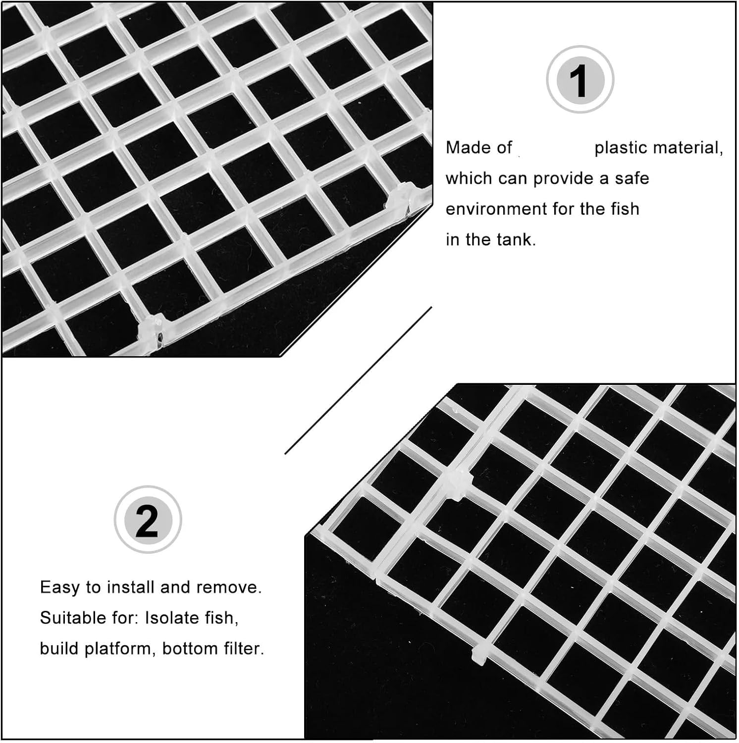 Fish Tank Bottom Filter Grid 10Pcs Fish Tank Separator Grid Divider Tray Plastic Aquarium Bottom Panel for Easy Installation Breeding Zone Creation(Transparent)
