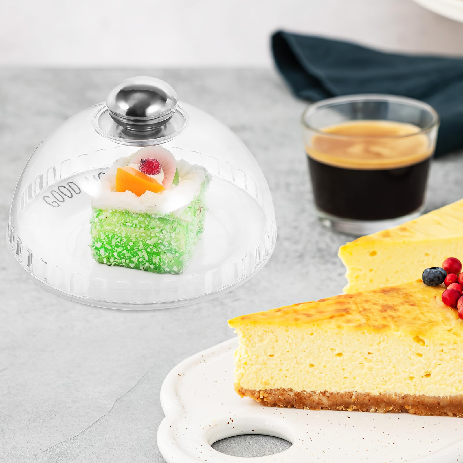 Alipis Lot de 2 présentoirs à gâteaux en plastique transparent avec couvercle en forme de dôme, présentoir à gâteau décoratif pour cuisine, dessert, tarte, fromage, fête d'anniversaire