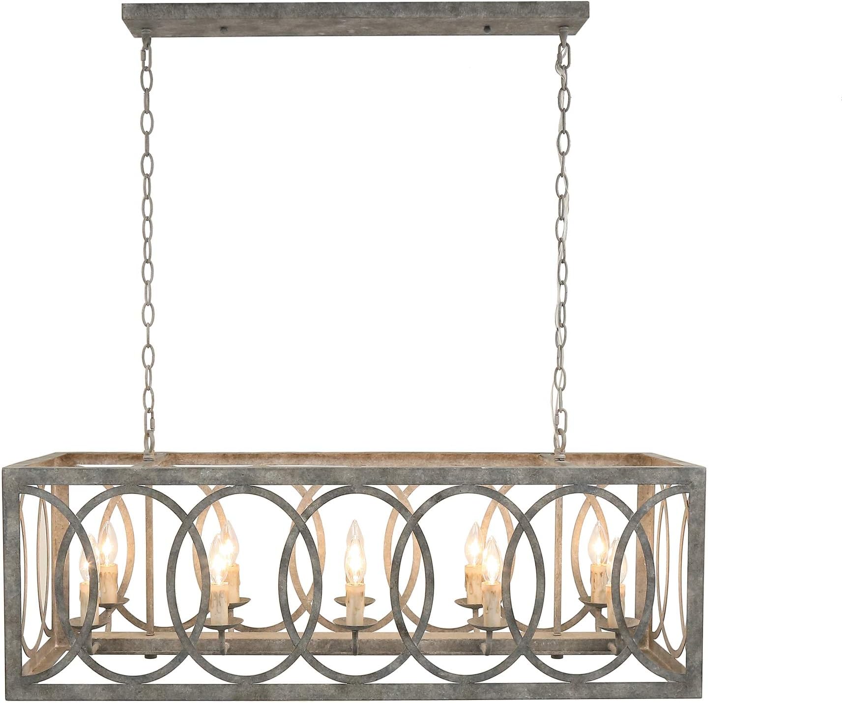 Thiago Rectangular Gray 10-Light Chandelier