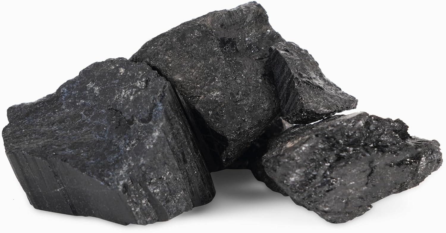 SOLAVA - Original Black Tourmaline Stone - Natural Raw Black Crystal Stones for Healing Feng Shui Vastu Correction Protection Manifestation and Meditation - 200g