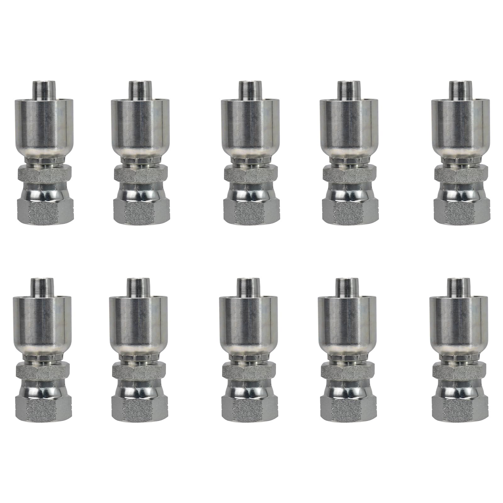 Hydraulic Hose Fittings Female JIC 37° Flare Swivel Carbon Steel Zinc Finish 10pcs (1/2