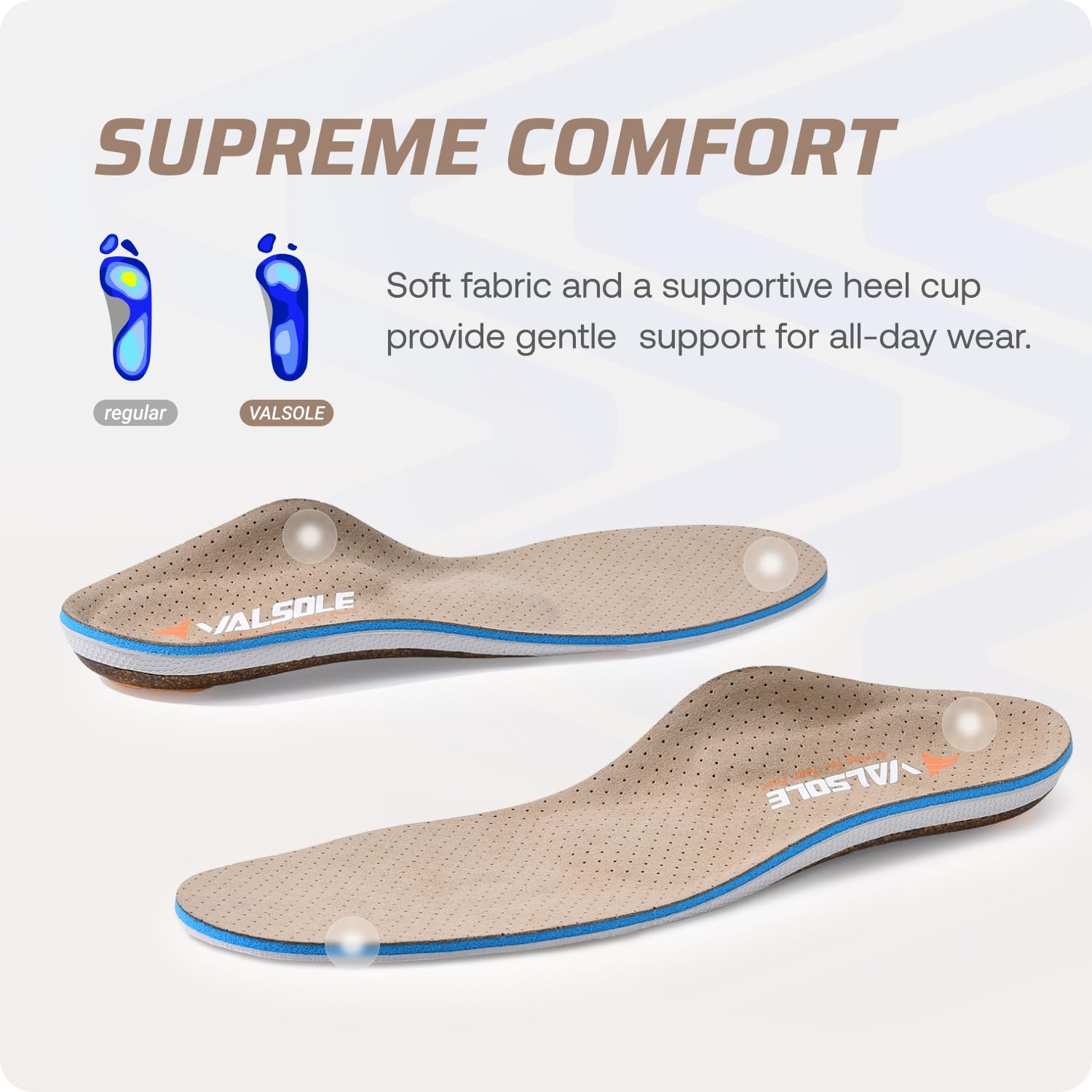 VALSOLE Cork Support Insoles for Men Women,Plantar Fasciitis Arch Support Orthotics Inserts,Relieve Flat Feet,Metatarsalgia,Foot Pain,Standing All Day Boot Work Insole(Beige,Men 4-4.5,Women 6-6.5) - Image 3