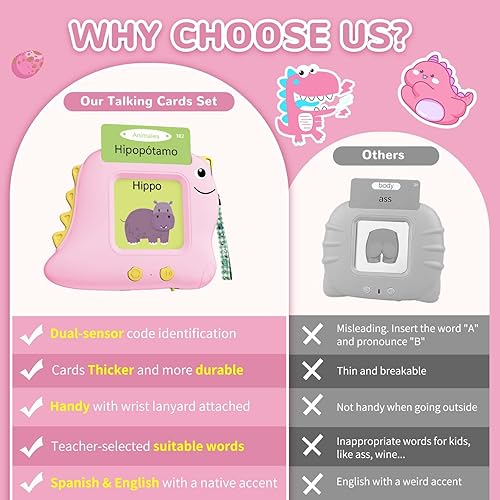 Miniatura 3 de Alotwan Juguetes para niñas, tarjetas didácticas hablantes en español, juguetes Montessori para niños de 2 a 4 años, terapia del habla bilingüe en