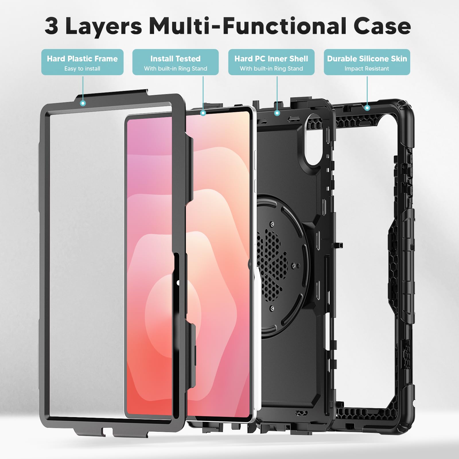 Funda con correa de hombro para Samsung Galaxy Tab S11 Ultra 5G de 14.6 pulgadas 2025, funda protectora a prueba de golpes con soporte, asa, ranura para bolígrafo, correa de hombro ajustable, para