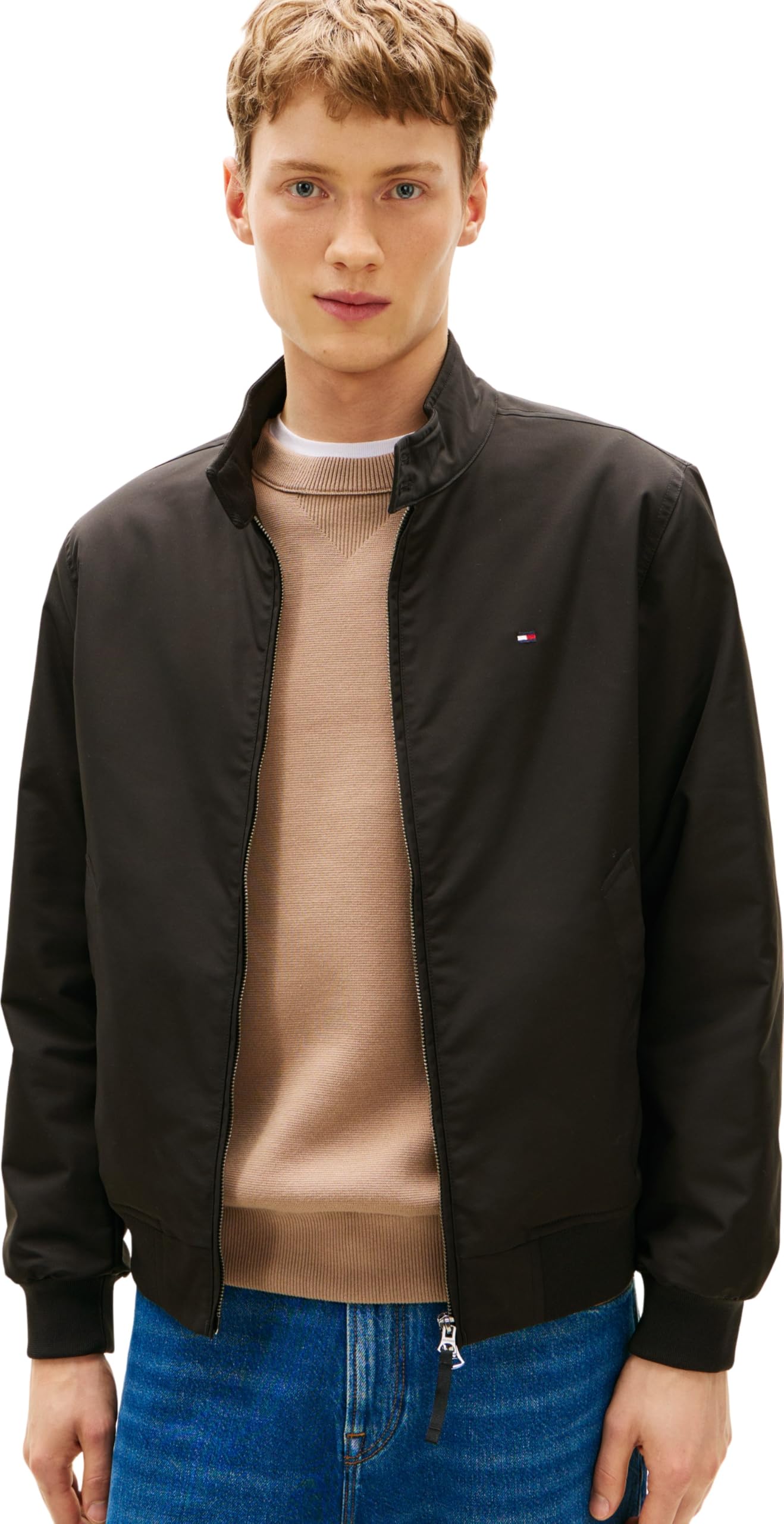 Tommy Hilfiger Men’s Water Repellent Harrington Jacket, Black (Black), L