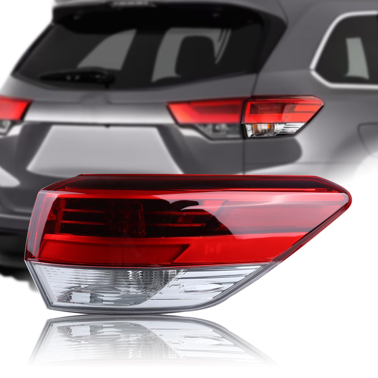 Outer LED Tail Light Rear Lamp Assembly Compatible with 2017-2019 Toyota Highlander Right Passenger Side 81550-0E160 TO2805132