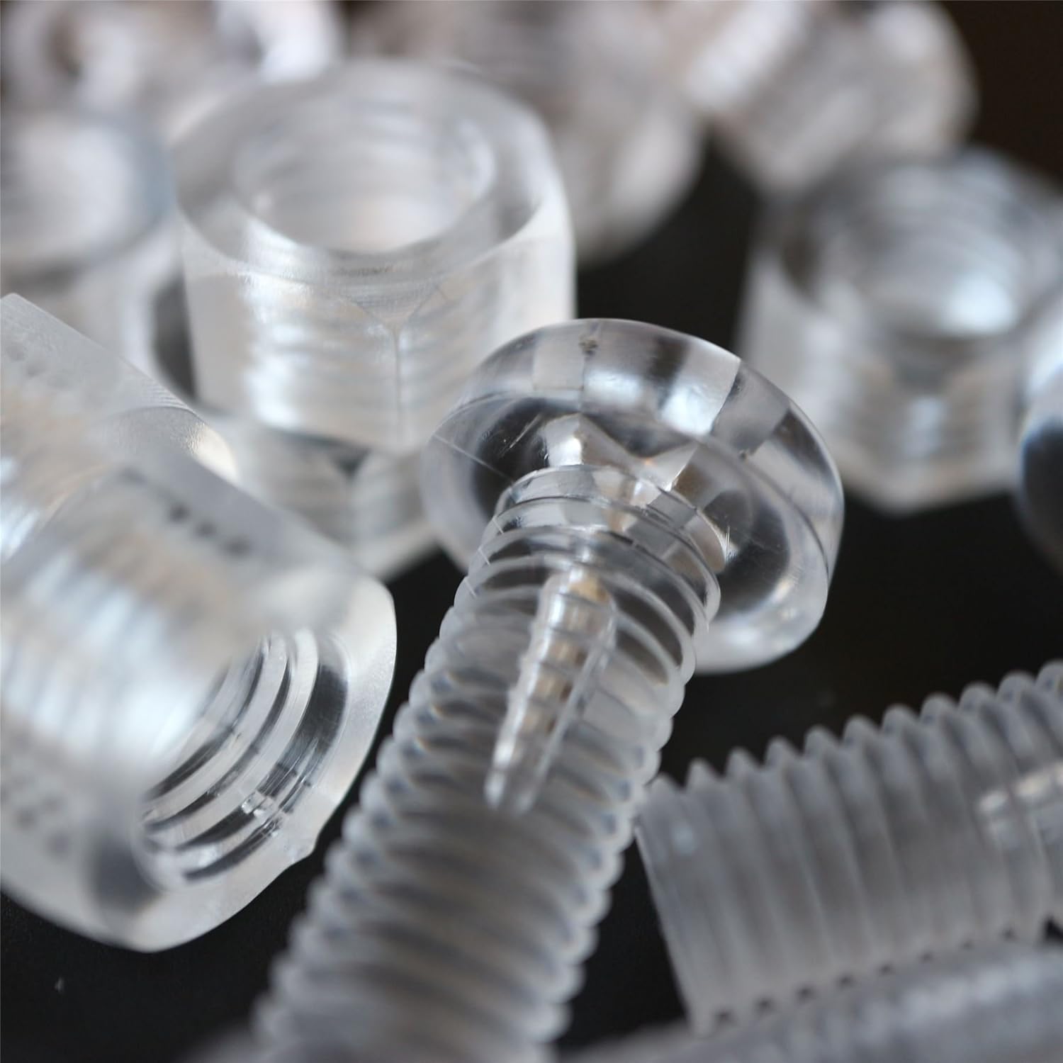 Pack of 30 Transparent Clear Plastic Acrylic M8 x 20mm Nuts & Bolts, Washers - Acrylic Plastic Screws, (5/16 x 25/32 in)