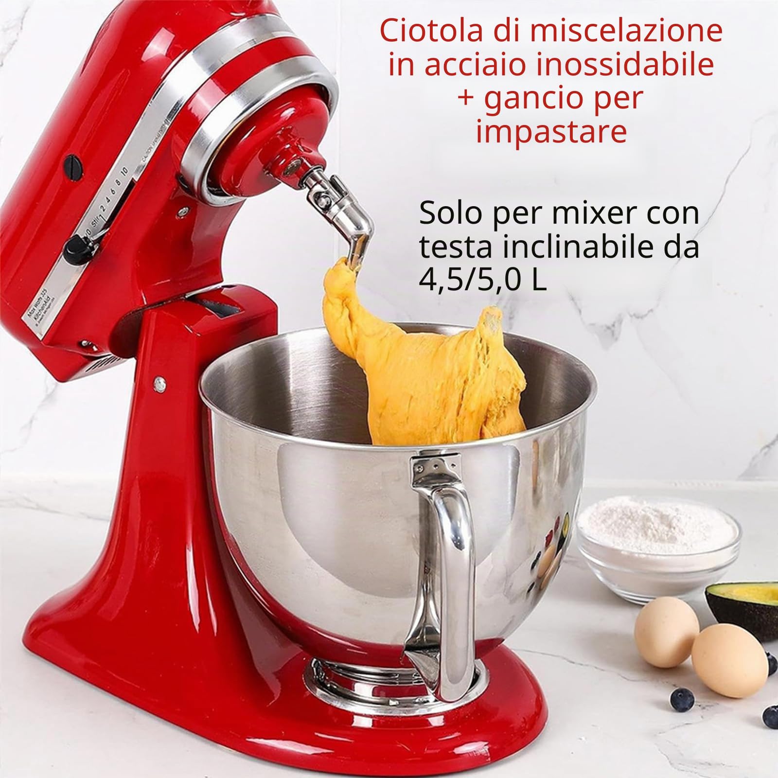 Ciotola in Acciaio Inox 5QT per Planetaria con Testa Inclinabile