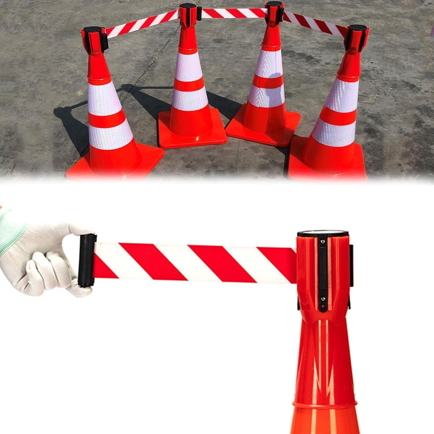 GTHTUHFD Retractable Traffic Cone Topper Tape - 2M/6.56Ft Safety Barrier For Traffic Control And Pedestrian Protection - Easy To Use Warning Tape For Traffic Management,2m/6.56ft
