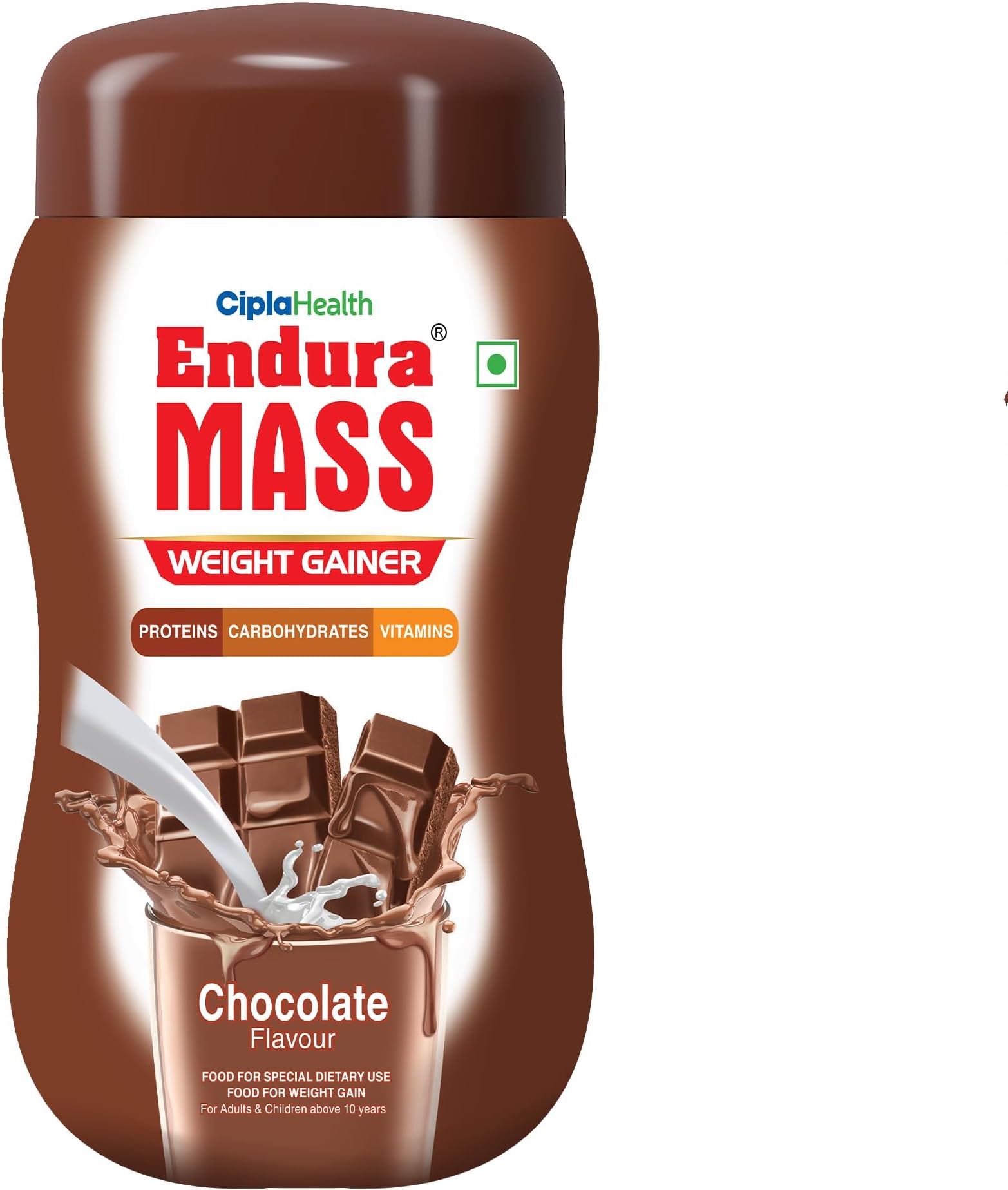 Endura Mass Weight Gainer Powder 500 G Chocolate Flavour|Unique Blend Of 3 Sources Of Protein,Carbs,Vitamins & Essential Minerals|For Children Above 10 Years,Men,Women & Athletes,1 Count,16 Servings