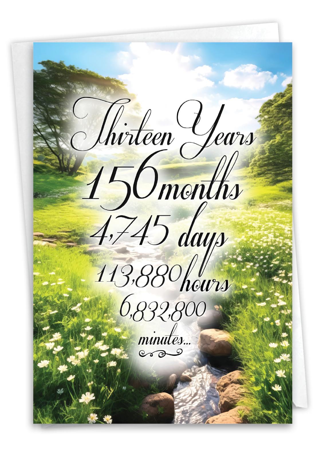 NobleWorks, 13th Anniversary Recovery Greeting Card with 5 x 7 Inch Envelope (1 Card) Milestone Sobriety Birthday Notecard, 13 Year Time Count C10813AAG — image 1