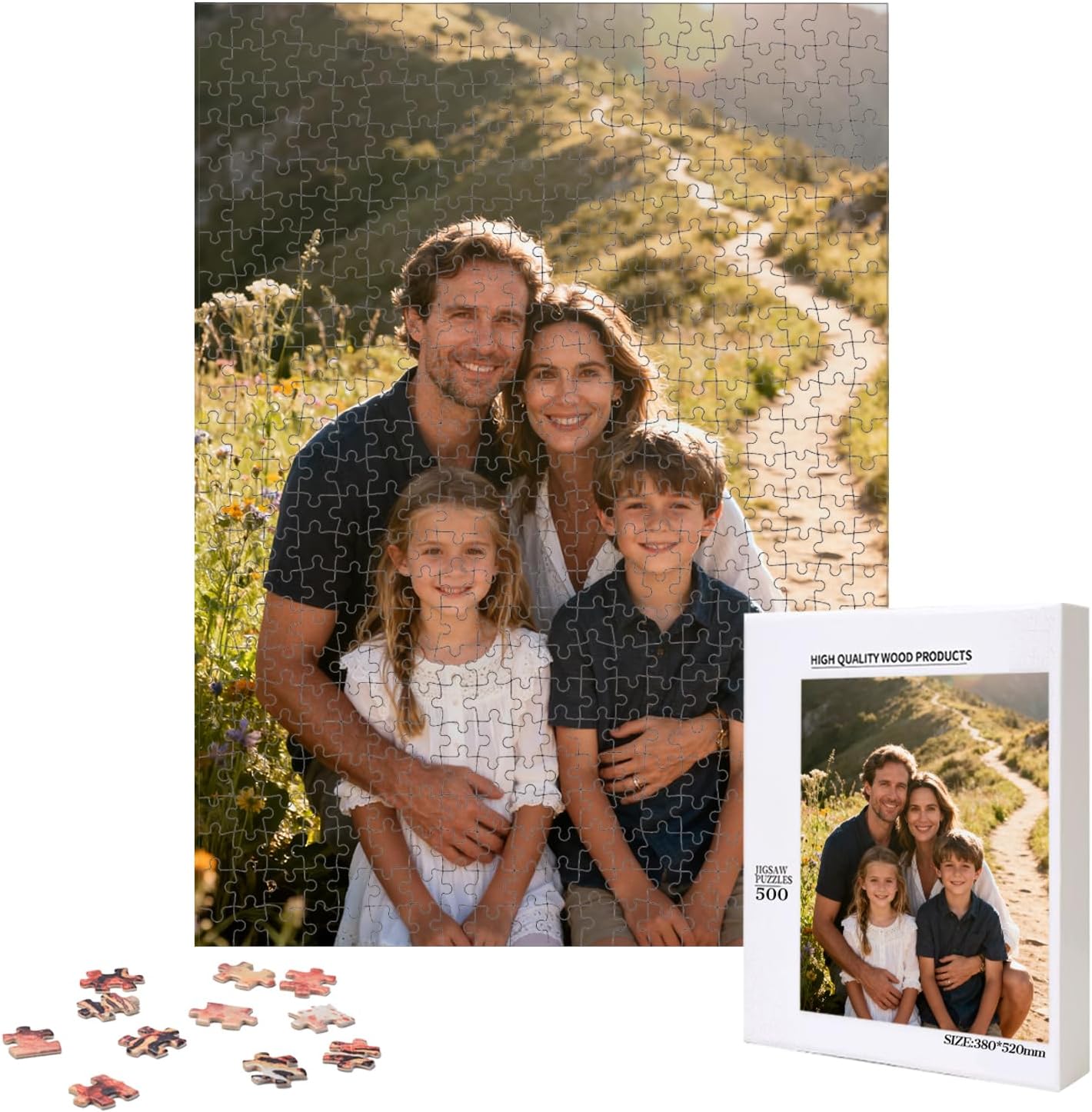 XINYIMAI Custom Photo Puzzle 500 Pieces for Adults, Personalized Wooden Jigsaw Puzzle from Your Pictures, Unique Gift for Family Birthday Wedding Christmas