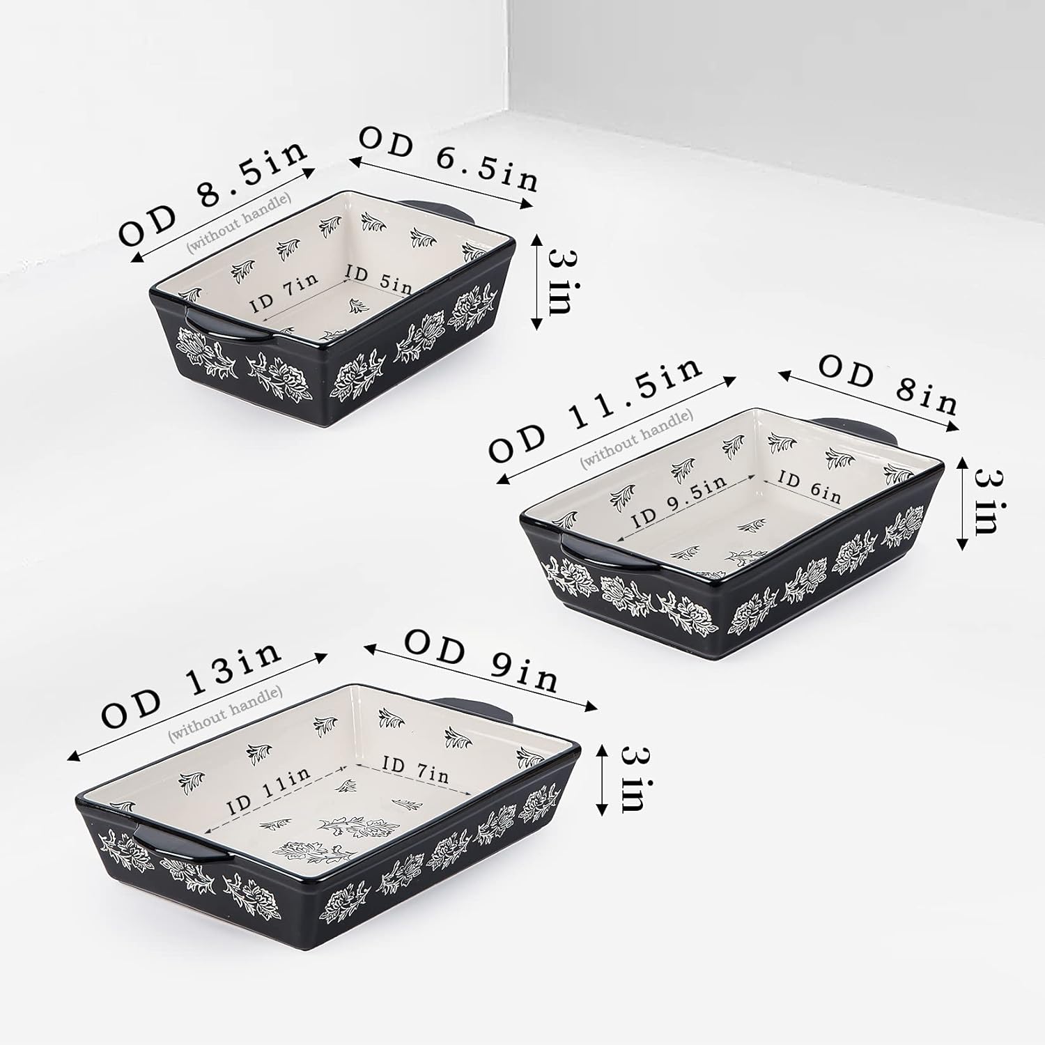 Wisenvoy Baking Dish Ceramic Lasagna Pan Casserole Dish 3-Piece Bakeware Sets Baking Dishes Baking Set Baking Dish Set
