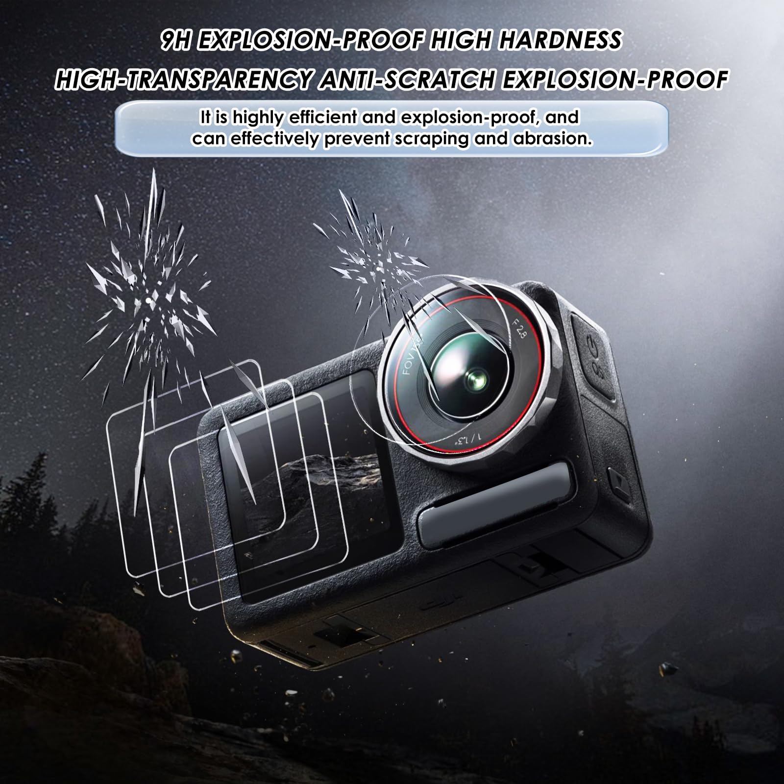 Films Protection Écran DJI Osmo Action 5 Pro - Verre Trempé 9H - Lot De 2 - Ultra HD Anti-Rayures