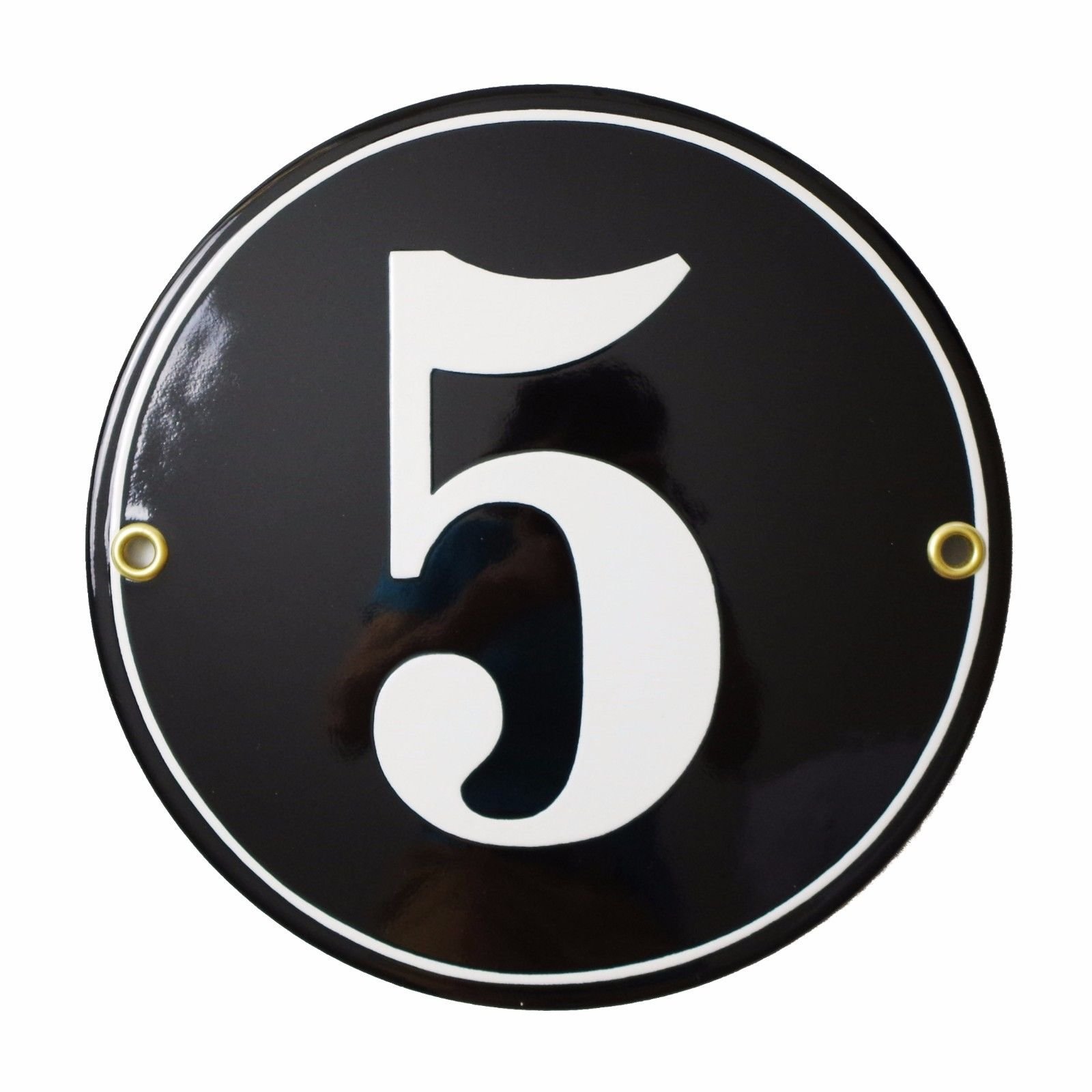 Hausnummer Hausnummernschild Emaille | Kreis Ø 15 cm | mit Wunschnummer Hausschild, Vorbohrungen, Personalisierte, Hausnummernschilder, Türschild, Wunschtext