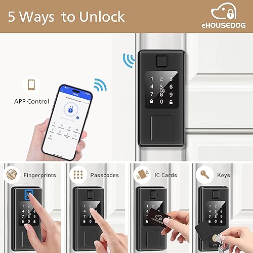 Miniatura 2 de EHD-SF01, cerradura inteligente de huellas dactilares, cerradura de puerta de entrada sin llave, cerradura de teclado con pantalla táctil, cerradura