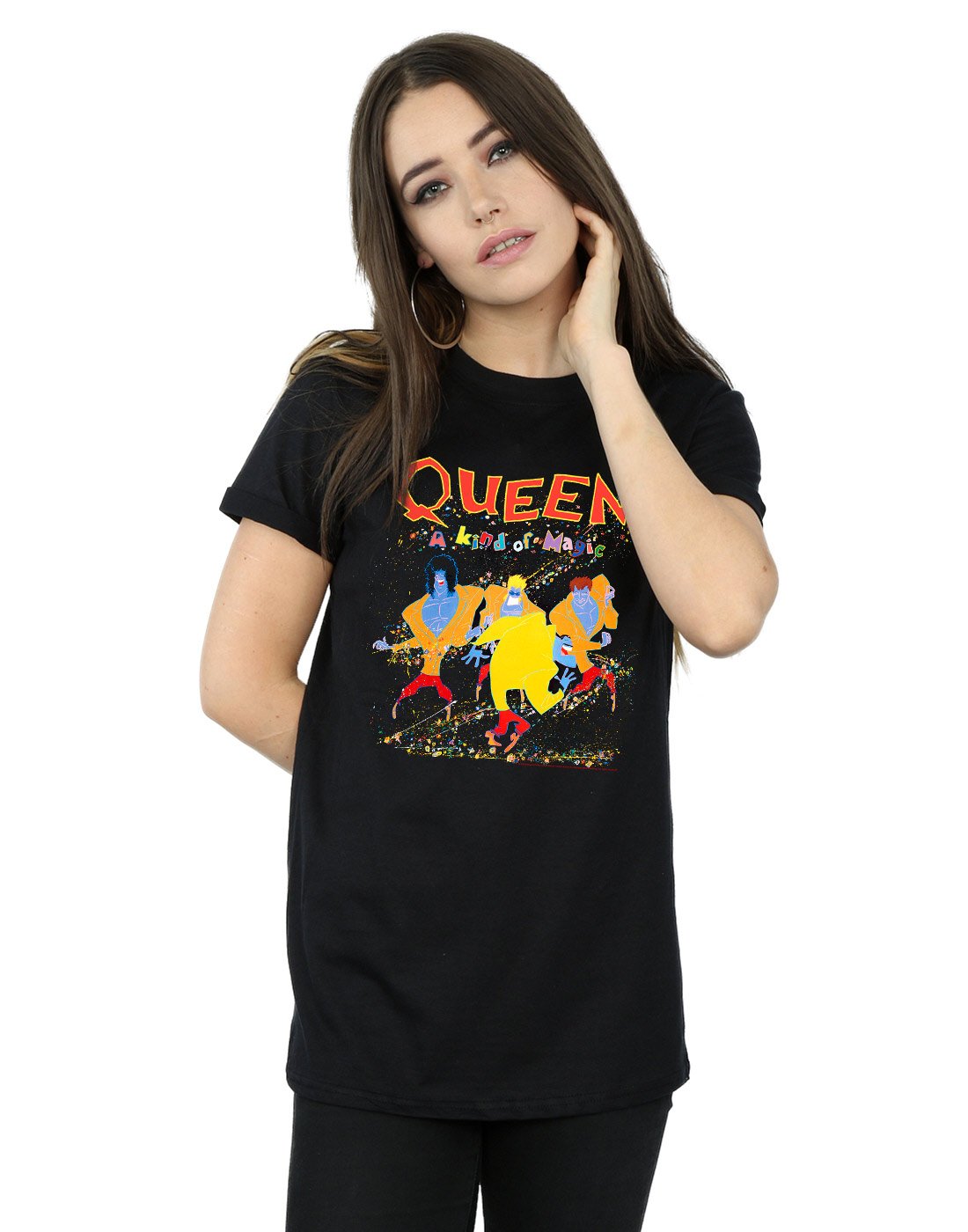 Absolute Cult Queen Women's A Kind of Magic Boyfriend Fit T-Shirt Black XXX-Large