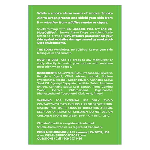 Miniatura 8 de Pour Moi Smoke Alarm Drops  Suero concentrado Climate-Smart para prevenir daños en la piel causados por el humo en el aire