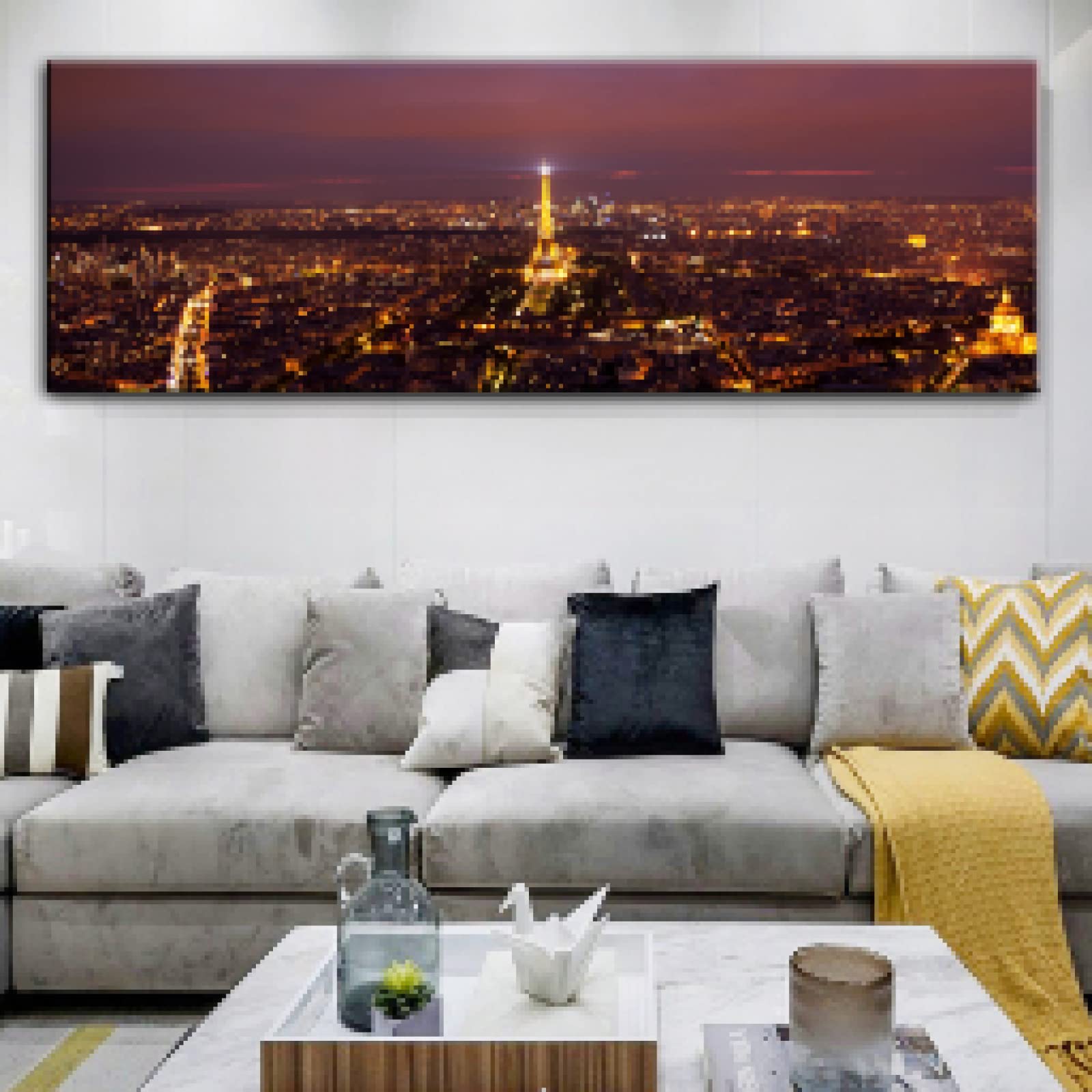 Impressions sur Toile Nuit Paysage Décoratives Pour Lit Chambre Décor Moderne Urbain - 8