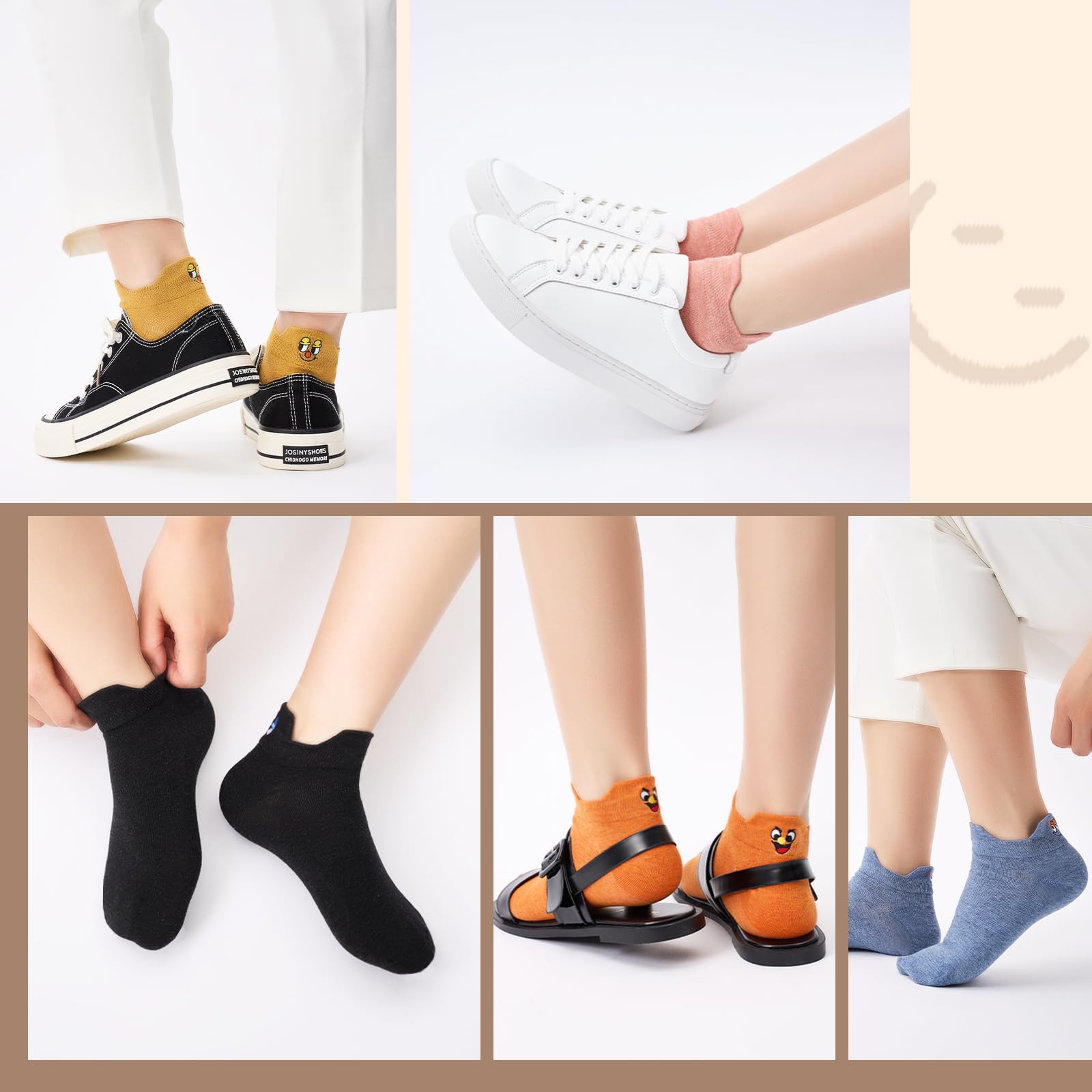 Calcetines Tobilleros Divertidos para Mujer 10 Pares, Calcetines Cortos Deporte de Algodón Transpirables y Coloridos con Motivos Bordados 39-42 35-38, Ideas de Regalo para Mujer Mamá Amiga — view 7