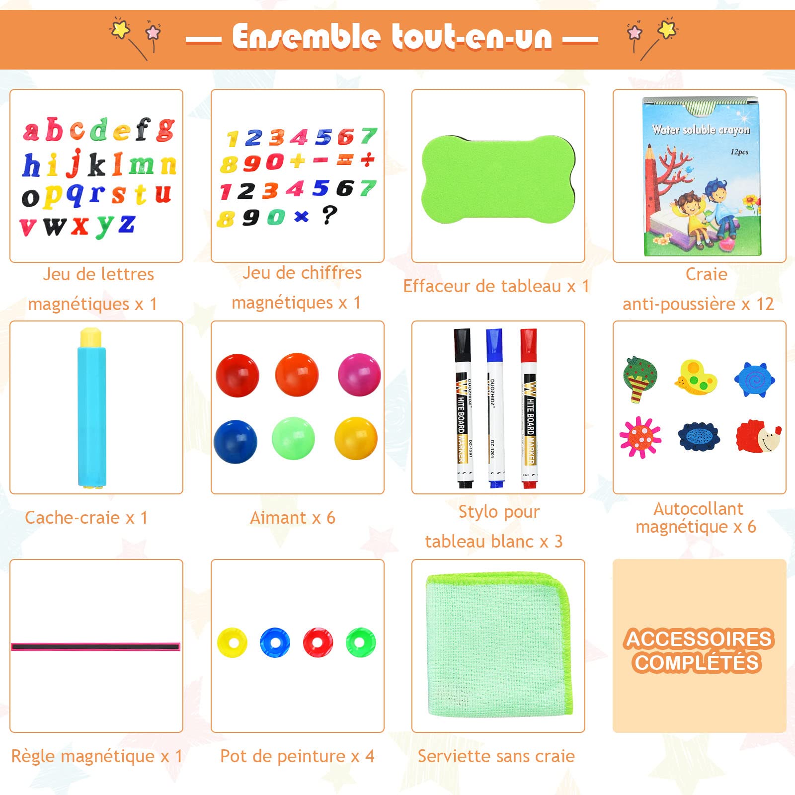 COSTWAY Chevalet Pliable en Bois pour Enfants, 3 en 1 Tableau à Dessin Réglable en Hauteur avec Tableau Noir & Blanc, Rouleau de Papier, Plateau de Rangement et Accessoires Complets, Naturel