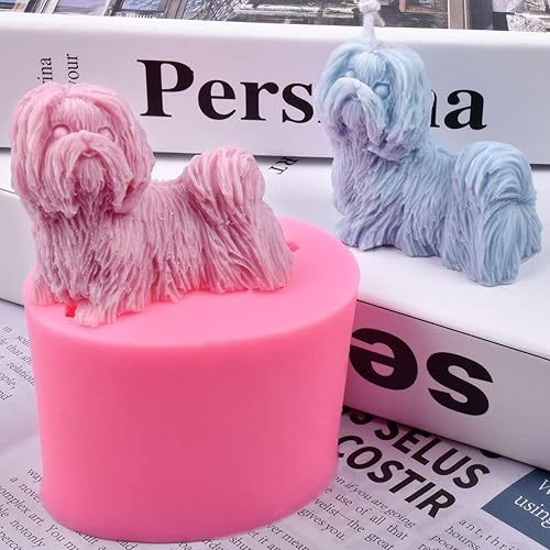 Vista 2 de Grainrain Molde de vela de silicona 3D perros jabón hacer molde hecho a mano cera resina epoxi molde (SXY096)