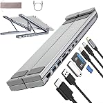 8-in-1 USB C Laptop Docking Station Stand, USB C Hub with 4K HDMI, 2 USB 3.0, PD 100W, Multiport Adapter Computer Cooling Stand, Portable Docking Station for MacBook/Air/Dell/Hp/Surface/Lenovo