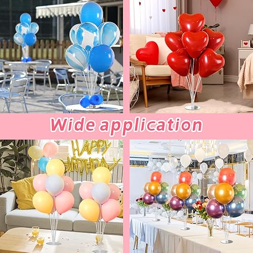 Miniatura 7 de 4 Sets Balloon Stand Kit Balloon Sticks With Base for Table Balloon Stands With Base for Floor Balloon Arch Stand With Base Balloon Stands for Table