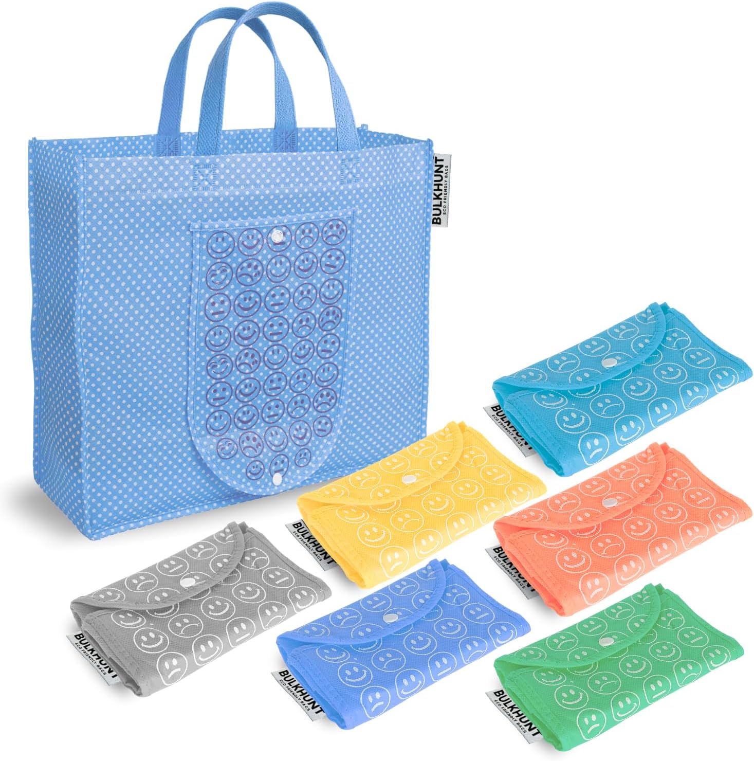 6 Pcs Foldable Reusable Shopping Bags Printed Bag with Handle for Grocery Vegetable Household, Multicolour