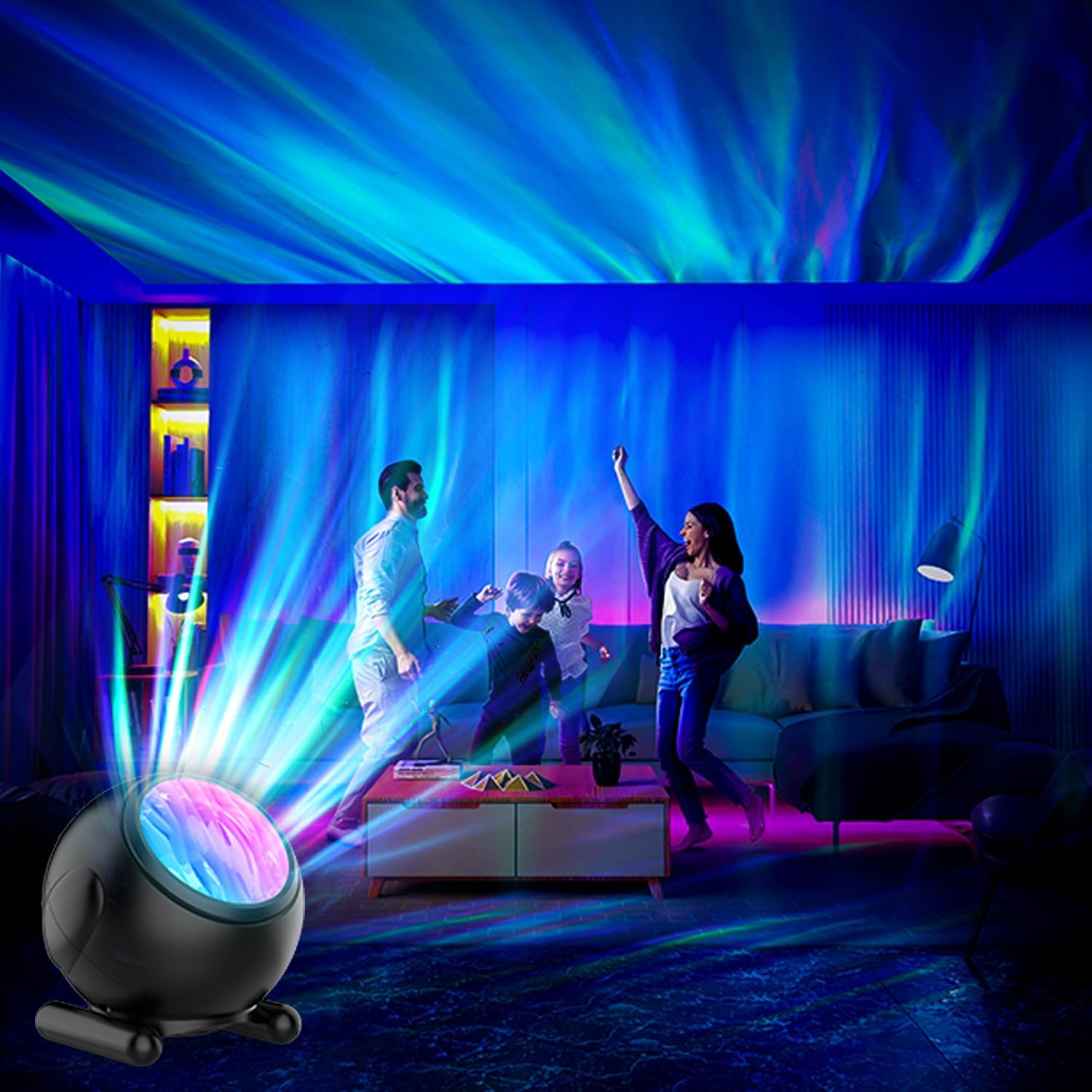 Northern Lights Projector with White Noise & Remote Control – 8 Aurora Effects, Adjustable Galaxy Night Lights, Sleep Aid Timer