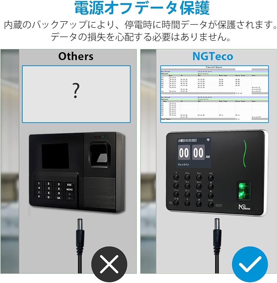 NGTeco タイムレコーダー 勤怠管理 顔認証 指紋認証 Amazon.co.jp: NGTeco 指紋認証 2.4G WIFI APP接続 タイムレコーダー