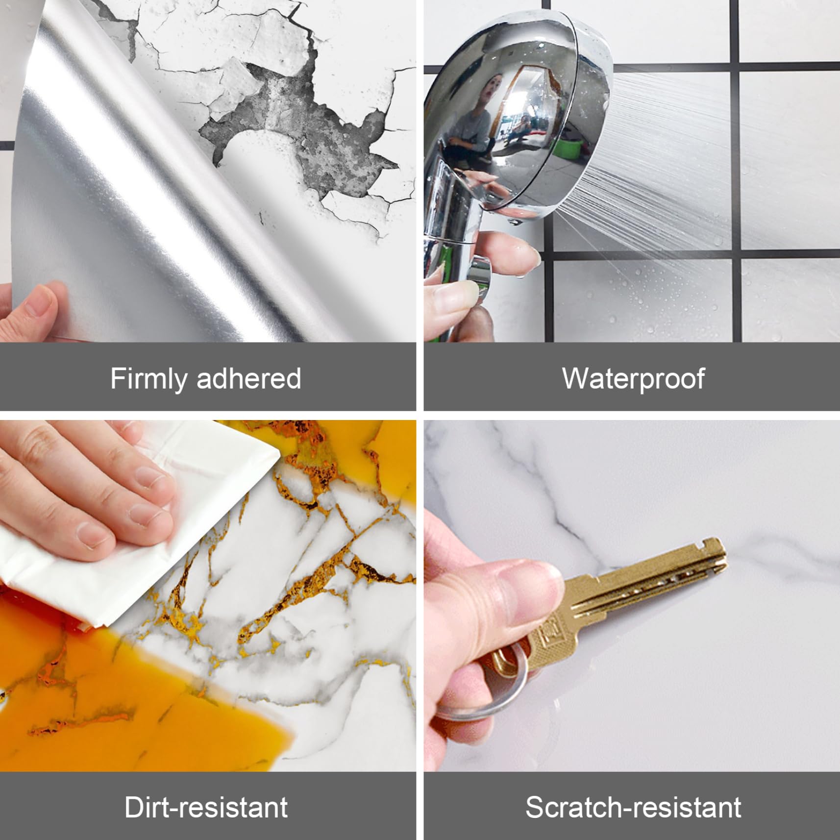 Pannelli da parete staccabili e incollabili con struttura in marmo da 10 pezzi, 12x24 pollici, adesivi per piastrelle in PVC autoadesivi impermeabili per doccia, cucina, bagno, bianco